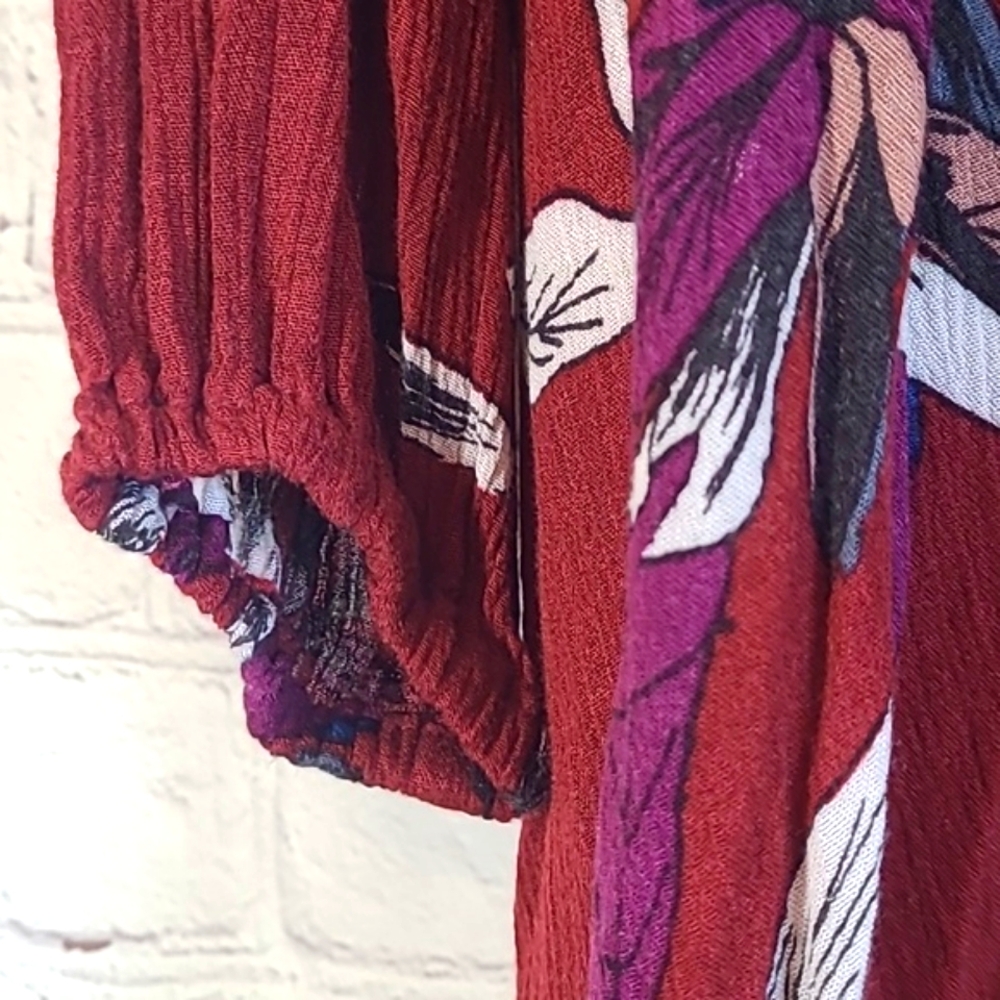 Free People Electric Orchid Tree Swing Tunic Dress Red Boho Peasant Festival XS - Picture 10 of 17
